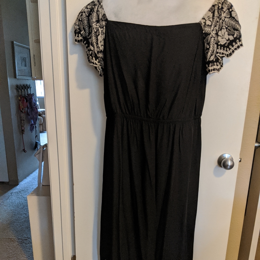 Black embroidered maxi